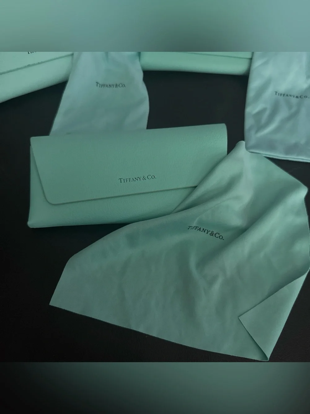 Lot 3 TIFFANY & CO. Eyeglass Soft Glasses/Sunglass Leather Teal Magnetic Case*